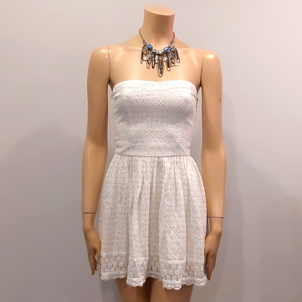 Abercrombie & Fitch fit & flare girls white mini dress Sz XL fits XS women's too